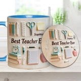 Best Teacher Ever - Personalized Teacher Accent Mug & Coaster