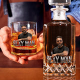 Custom From Photo - Personalized Father Whiskey Decanter Set
