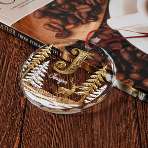 Merry Christmas - Personalized Family Round Shaped Glass Ornament