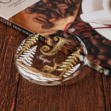 Merry Christmas - Personalized Family Round Shaped Glass Ornament
