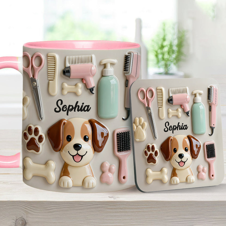 Best Dog Groomer - Personalized Dog Groomer Accent Mug & Coaster