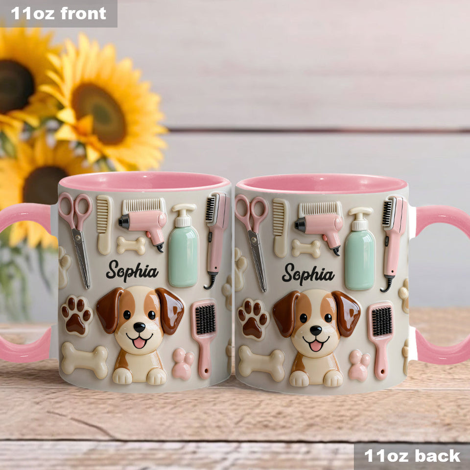 Best Dog Groomer - Personalized Dog Groomer Accent Mug & Coaster