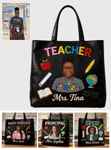 Custom Any Photo Love My Job - Personalized Teacher Tote Bag