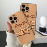 Daddy's Team - Personalized Father 3D Embossed Leather Phone Case