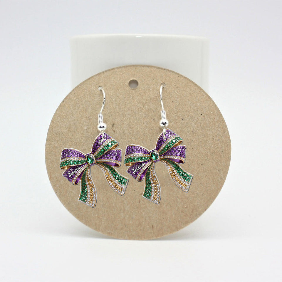 It's Mardi Gras Y'all - Personalized Mardi Gras Earrings