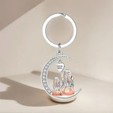 Mother Daughter Moon Shaped Keychain