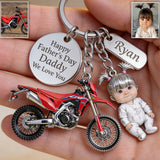 BIKER DAD - Personalized Biker Keychain With Charms