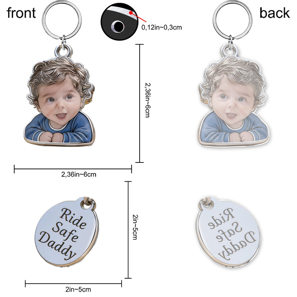 BIKER DAD - Personalized Biker Keychain With Charms
