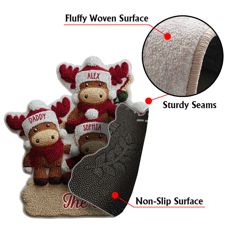 Reindeer Family - Personalized Family Non-Slip Tufted Rug