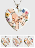 Hold My Hand, Hold My Heart - Personalized Mother Shaped Metal Pendant Necklace