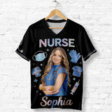 Custom Any Photo, Any Title - Personalized Nurse Fully Printed V-Neck T-Shirt