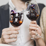 Witch Name Initial Letter - Personalized Witch Wine Glass With Long Stem
