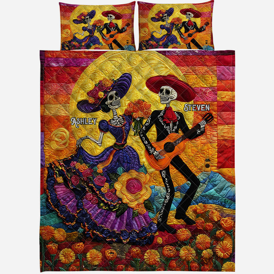 Day Of The Dead - Personalized Couple Quilt Set
