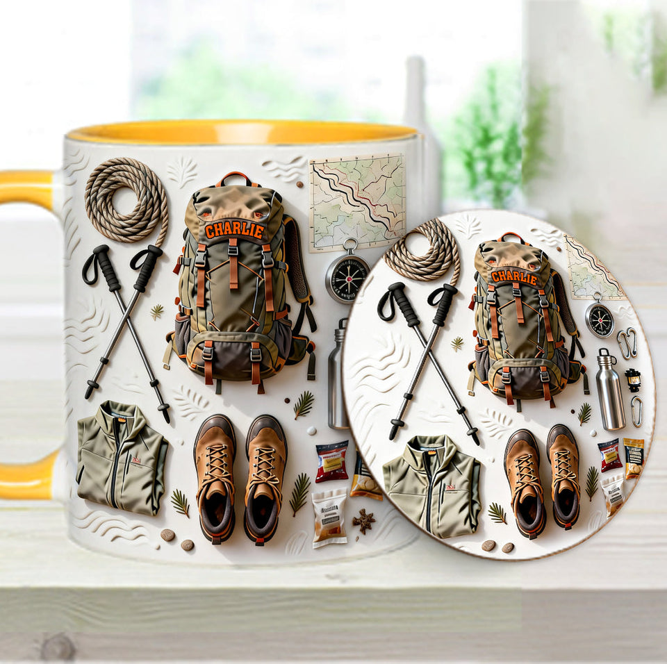 Love Hiking - Personalized Hiking Accent Mug & Coaster