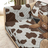 Cute Highland Cow - Personalized Highland Cow Quilted Sofa/Couch Cover