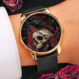 Night Skull Raven - Personalized Skull Women Hand Watch