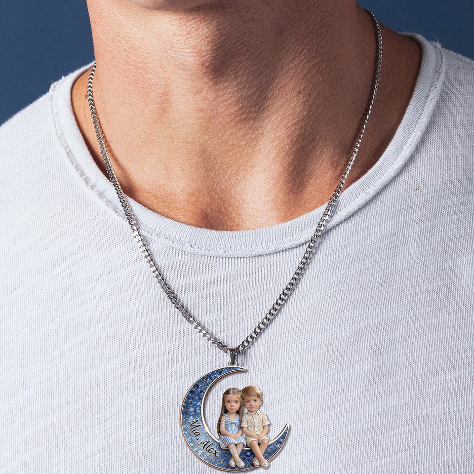 I Love You Mom - Personalized Mother Shaped Metal Pendant Necklace