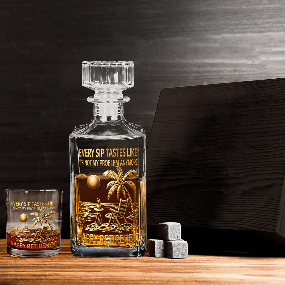Happy Retirement - Personalized Retired Whiskey Decanter Set