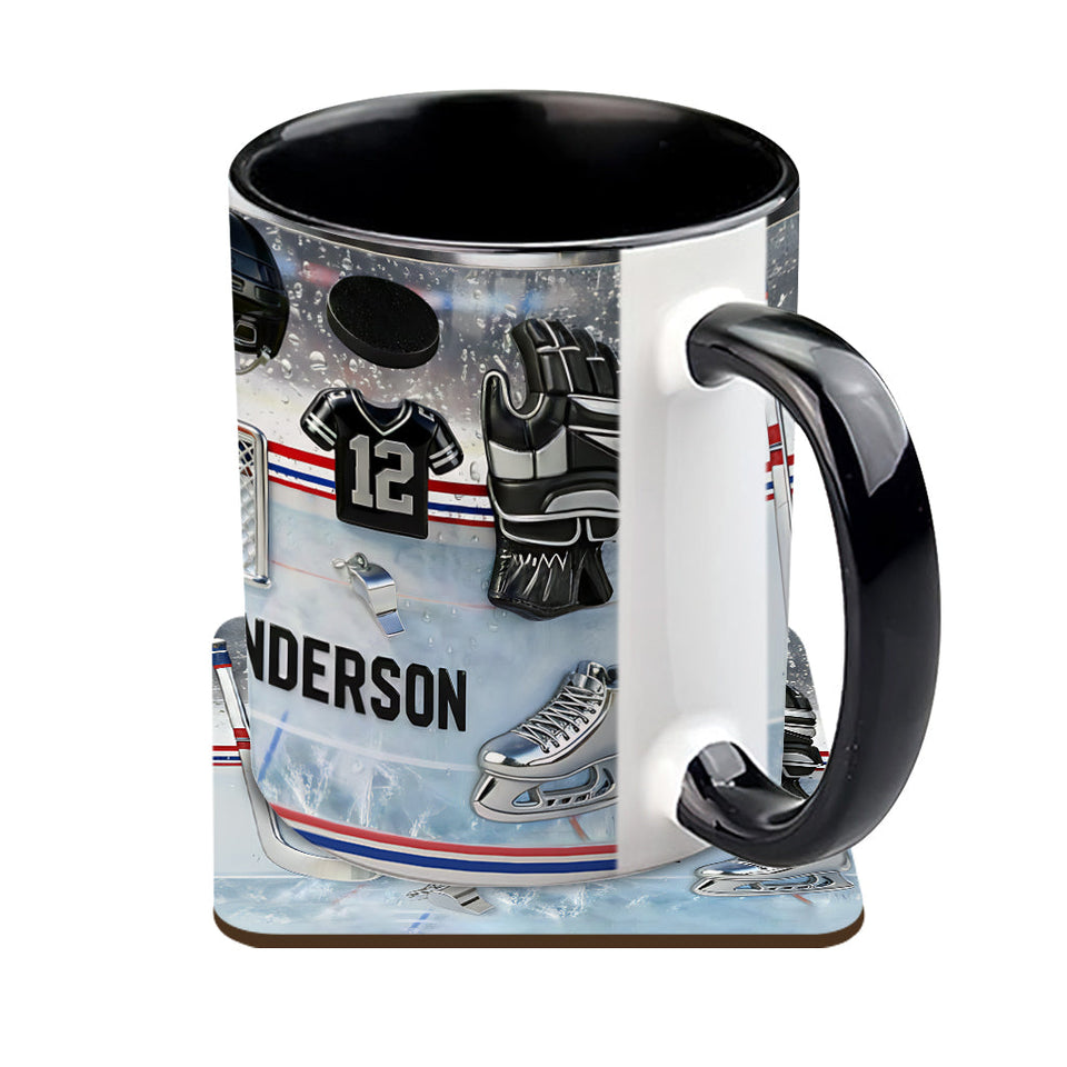 Love Ice Hockey - Personalized Hockey Accent Mug & Coaster