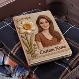 Custom Birth Flower & Name - Personalized Self Love Leather Journal