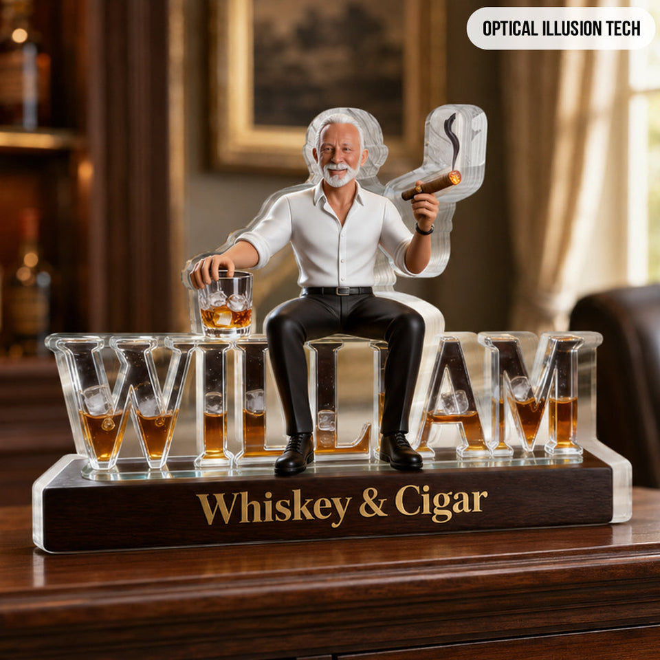Custom Any Photo Whiskey & Cigar - Personalized Whisky Custom Shaped Acrylic Plaque