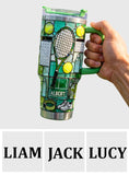 Happiest On The Court - Personalized Tennis Tumbler With Handle