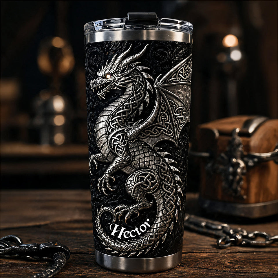 Celtic Knot Dragon - Personalized Dragon Tumbler