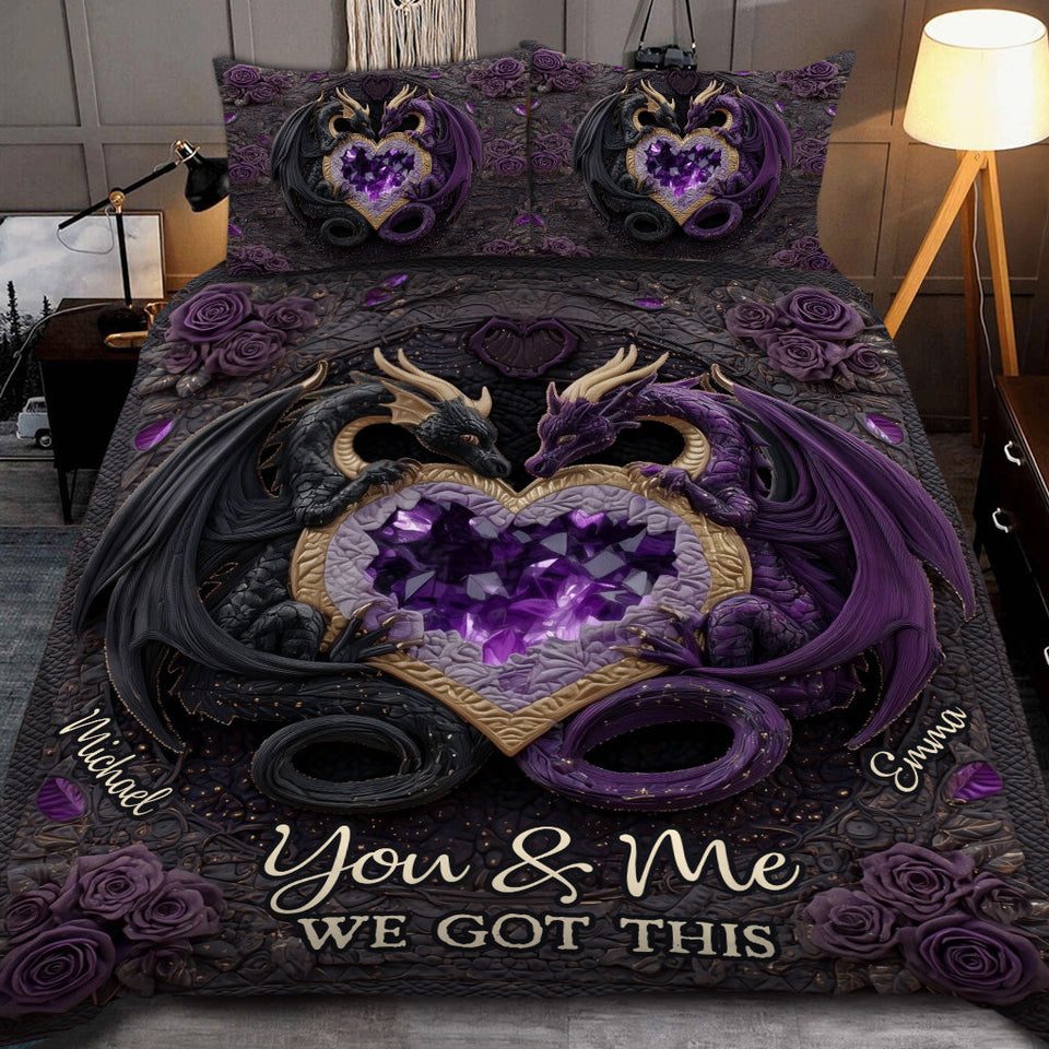 You & Me We Got This - Personalized Dragon Quilt Set