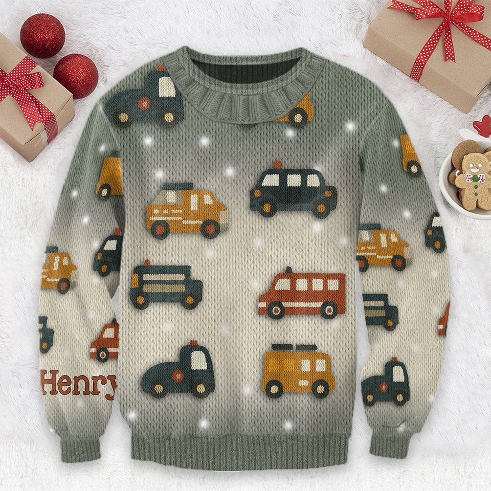 Love Cars - Personalized Kid Ugly Sweater