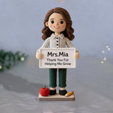 Thank You For Helping Me Grow - Personalized Teacher Hand Knitted Figurine