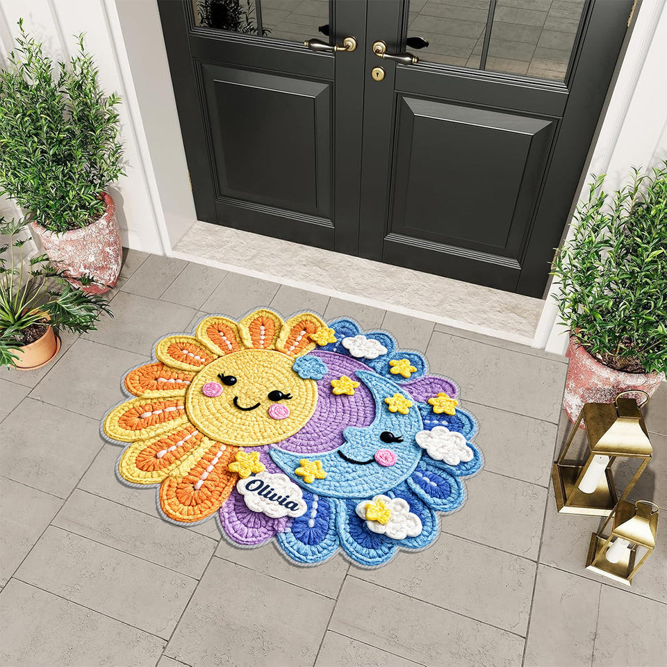 Live By The Sun, Love By The Moon - Personalized Hippie Non-Slip Tufted Rug