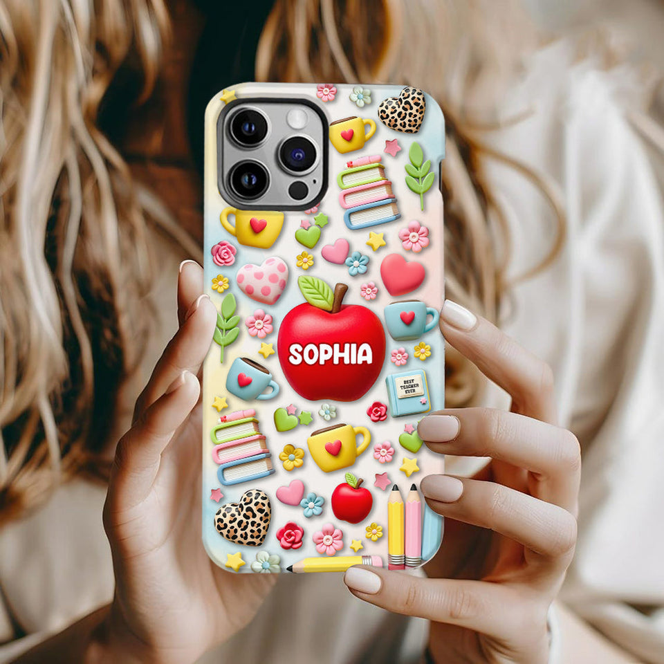 Best Teacher Ever - Personalized Teacher Full Print Phone Case & Phone Grip