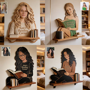 Book Worm - Personalized Book Wooden Floating Shelf