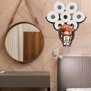 Your Napkin My Lord, Funny Cow - Personalized Highland Cow Toilet Paper Holder Rack