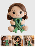 Never Give Up Green Ribbon - Personalized Mental Health Awareness Premium Faux Fur Pillow