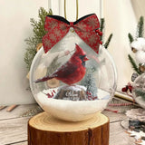 Cardinals Appear When Angels Are Near - Personalized Memorial Snow Globe Ornament With Bow