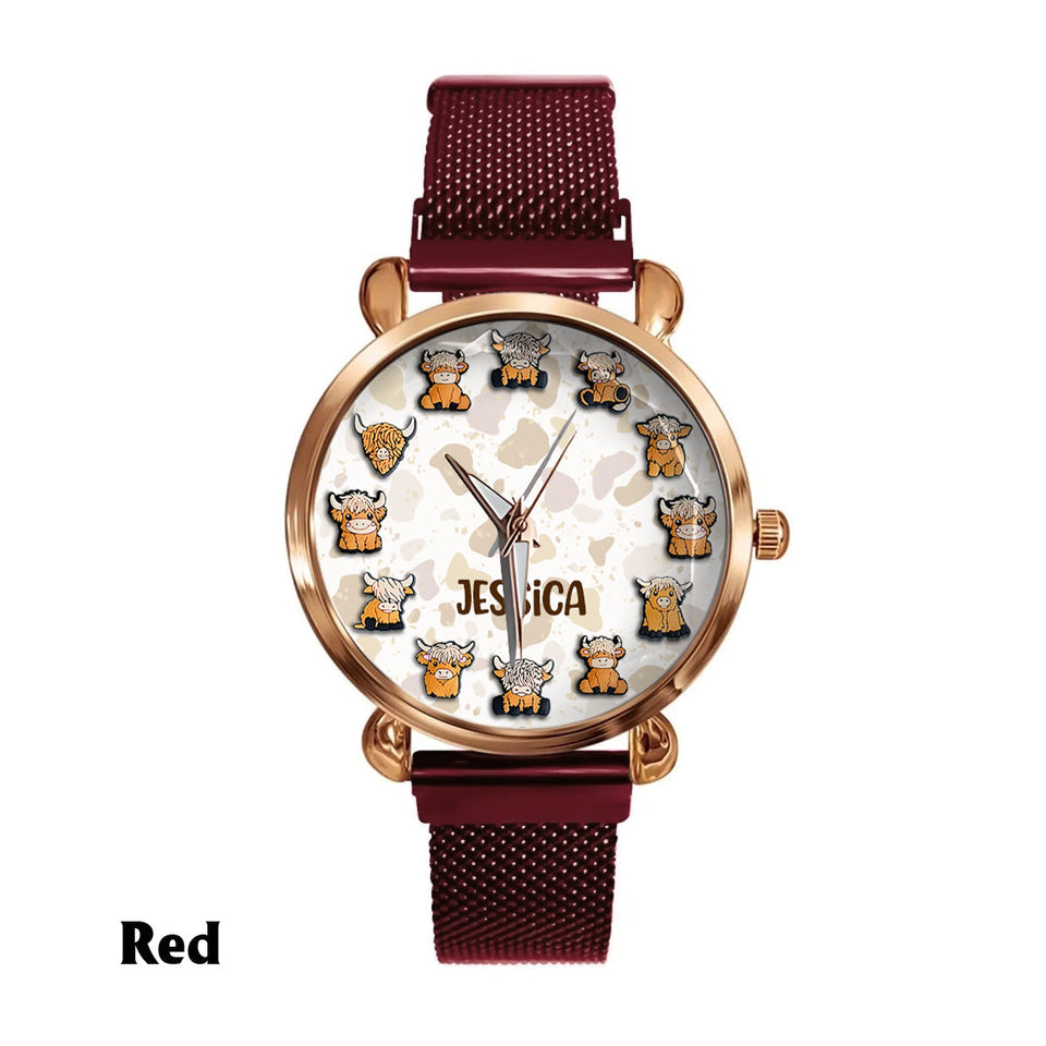 Just A Girl Who Loves Highland Cow - Personalized Highland Cow Women Hand Watch