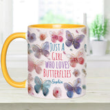 Just A Girl Who Loves Butterflies - Personalized Butterfly Accent Mug