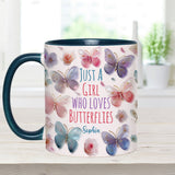 Just A Girl Who Loves Butterflies - Personalized Butterfly Accent Mug