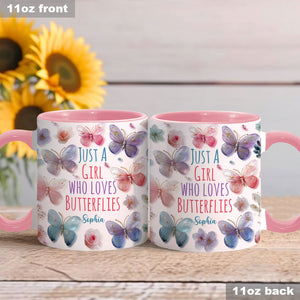 Just A Girl Who Loves Butterflies - Personalized Butterfly Accent Mug