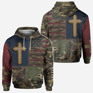 American Flag Cross Faith All Over Print Hoodie - Personalized Christian All Over Shirt