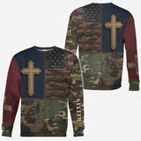 American Flag Cross Faith All Over Print Hoodie - Personalized Christian All Over Shirt