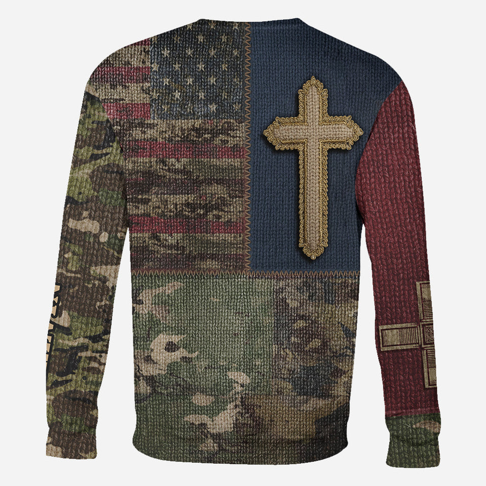 American Flag Cross Faith All Over Print Hoodie - Personalized Christian All Over Shirt