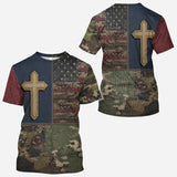 American Flag Cross Faith All Over Print Hoodie - Personalized Christian All Over Shirt