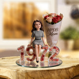 Flower, Photo and Year - Gift For Her - Personalized Birthday Custom Shaped Acrylic Plaque