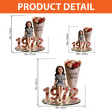 Flower, Photo and Year - Gift For Her - Personalized Birthday Custom Shaped Acrylic Plaque