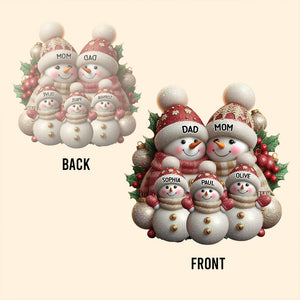 Merry Christmas Snowman - Personalized Family Custom Shaped Acrylic Plaque