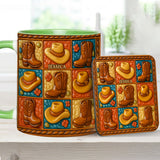 Cowgirl Boot Print, Western Cowgirl - Personalized Cowgirl Accent Mug & Coaster
