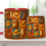 Cowgirl Boot Print, Western Cowgirl - Personalized Cowgirl Accent Mug & Coaster