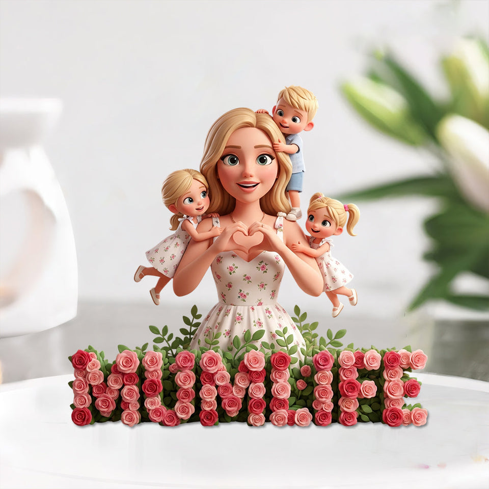 Heart Hands Pose With Flower - Personalized Mother Custom Shaped Acrylic Plaque